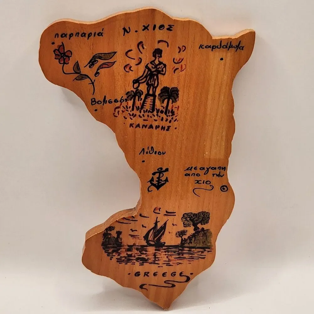 Wooden Map of the Greek island of Chios Souvenir 8